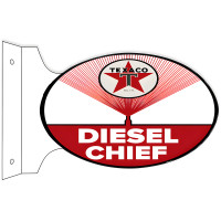 Texaco Diesel Chief Gasoline Flange Metal Sign - 12" x 18"