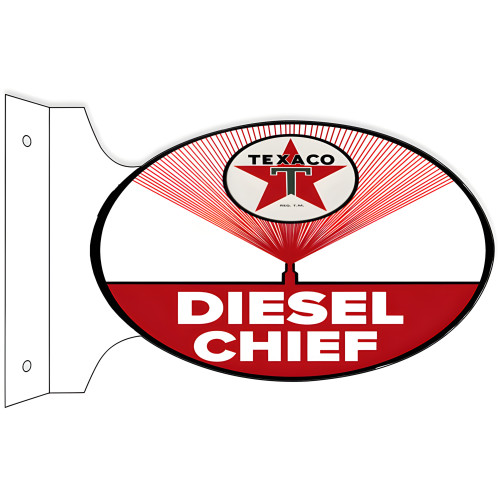 Texaco Diesel Chief Gasoline Flange Metal Sign - 12" x 18"