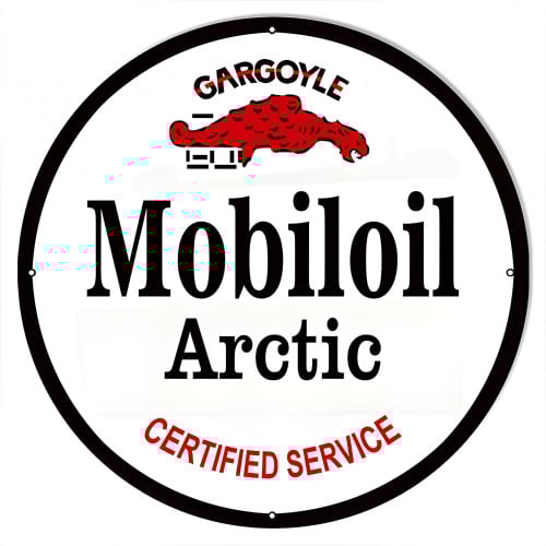 Gargoyle Arctic Mobiloil Metal Sign - 30" Round