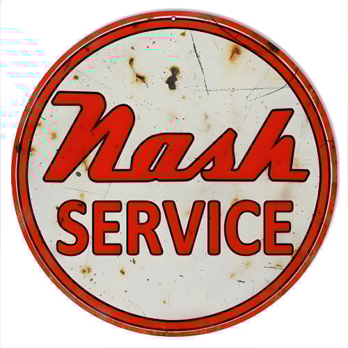 Nash Service Motor Oil Metal Sign - 14" Round