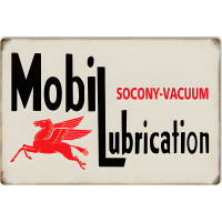 Socony Vacuum Mobil Lubrication Motor Oil Metal Sign - 12" x 18"