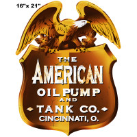 American Oil Pump Laser Cut Out Garage Shop Metal Sign - 16" x 21"