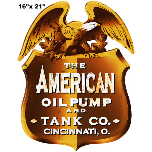 American Oil Pump Laser Cut Out Garage Shop Metal Sign - 16" x 21"