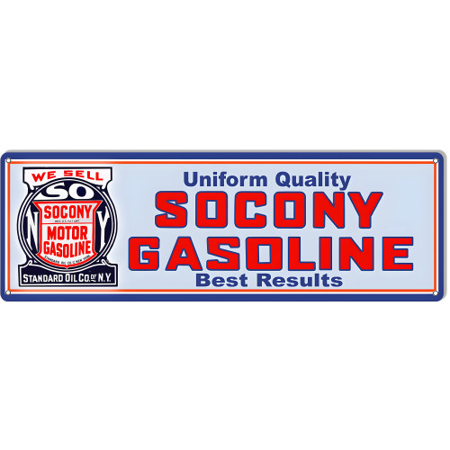 Socony Gasoline Metal Sign - 8" x 24"