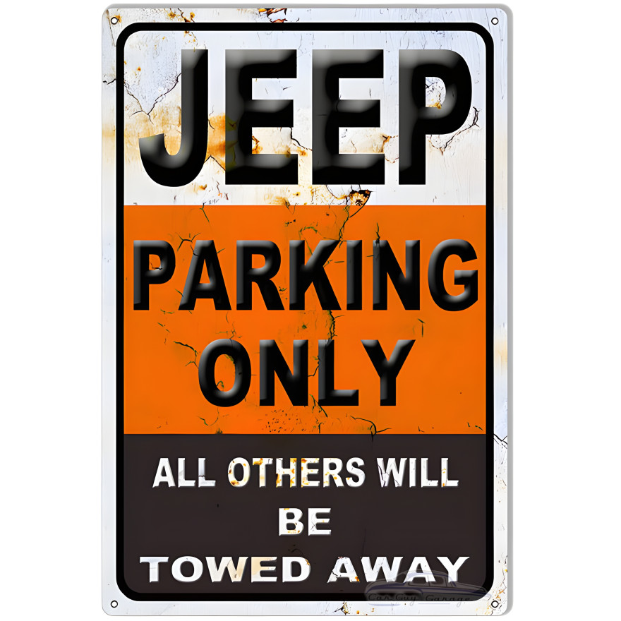 Distressed Looking Jeep Parking Only Garage Shop Metal Sign - 12" x 18" Distressed Looking Jeep Parking Only Garage Shop Metal Sign - 12" x 18"