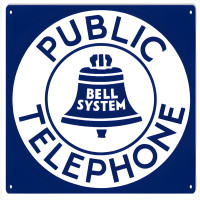 Public Telephone Bell Systems Metal Sign - 12" x 12"
