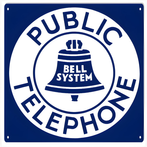 Public Telephone Bell Systems Metal Sign - 12" x 12"