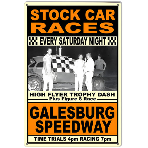 High Flyer Trophy Dash Galesburg Motor Speedway Metal Sign - 12" x 28"