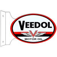 Veedol Motor Oil Double Sided Flange Metal Sign - 12" x 18"