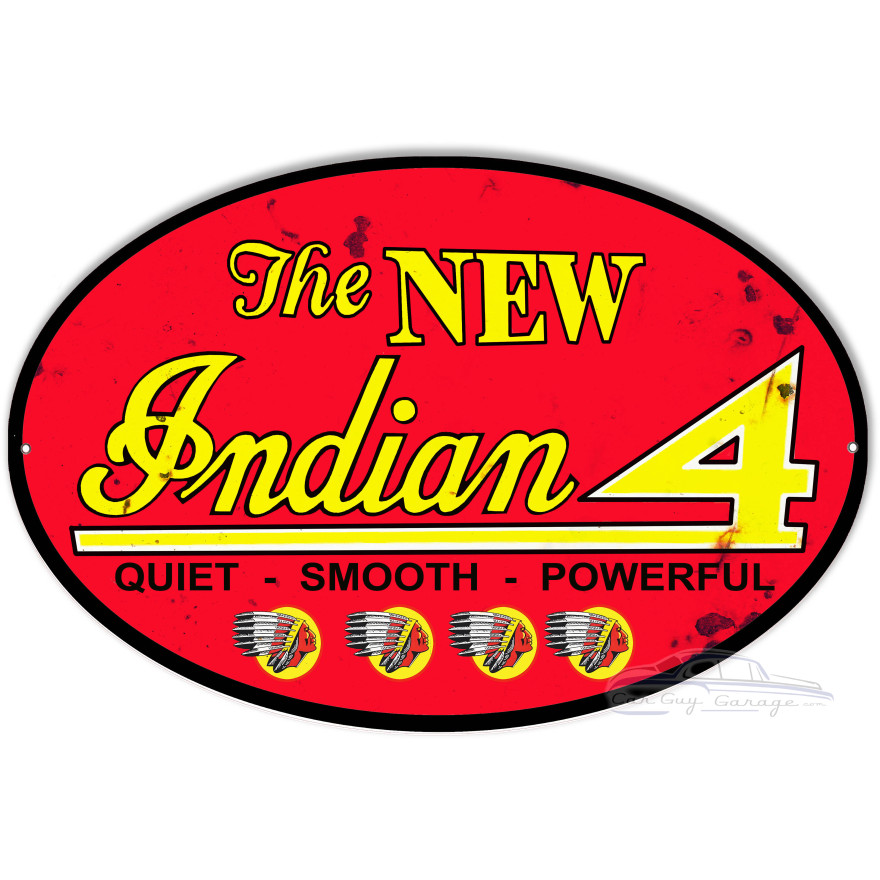 New Indian Motorcycle Reproduction Garage Shop Metal Sign - 11" x 18" New Indian Motorcycle Reproduction Garage Shop Metal Sign - 11" x 18"