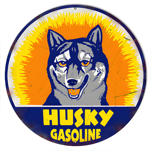 Husky Motor Oil Gas Metal Sign - 14" Round