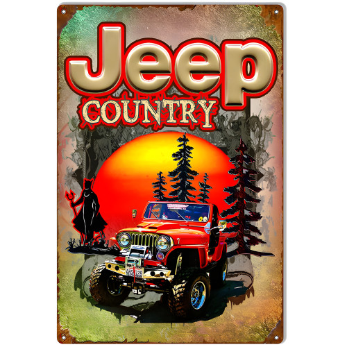 Jeep Country Reproduction Metal Sign - 12" x 18"