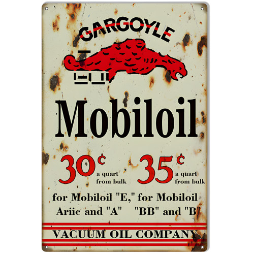 Mobiloil Gargoyle 30 Cents 35 Cents Metal Sign - 12" x 18"