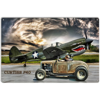 Curtiss P40 Metal Sign - 12" x 18"