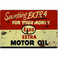Esso Extra Motor Oil Metal Sign - 8" x 24"