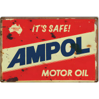 It's Safe AMPOL Motor Oil Metal Sign - 12" x 18"