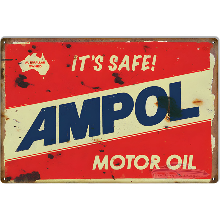 It's Safe AMPOL Motor Oil Metal Sign - 12" x 18" It's Safe AMPOL Motor Oil Metal Sign - 12" x 18"
