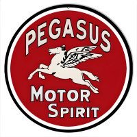 Pegasus Spirit Motor Oil Metal Sign - 14" Round