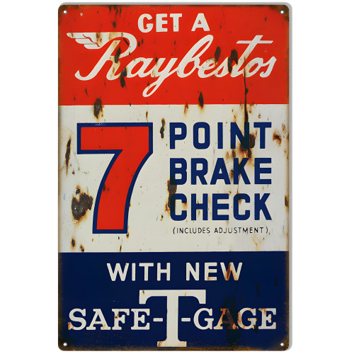Raybestos 7 Point Brake Check Metal Sign - 12" x 18"