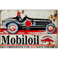 Distressed Gargoyle Mobiloil Recommended Garage Shop Metal Sign - 12" x 18"