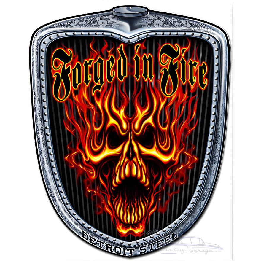 Forged In Fire Garage Shop Hot Rod Grill Metal Sign - 19" x 24" Forged In Fire Garage Shop Hot Rod Grill Metal Sign - 19" x 24"