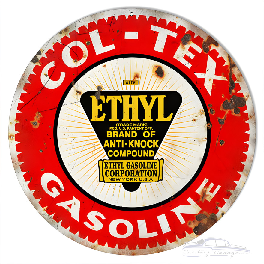 Col Tex Gasoline Motor Oil Metal Sign - 14" Round Col Tex Gasoline Motor Oil Metal Sign - 14" Round