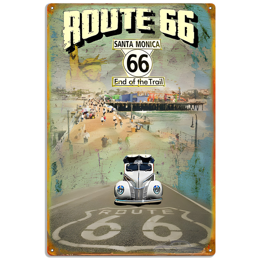 Route 66 End Of Trail Santa Monica CA Metal Sign - 12" x 18" Route 66 End Of Trail Santa Monica CA Metal Sign - 12" x 18"