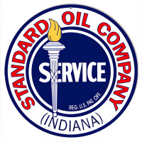 Indiana Standard Oil Company Motor Oil Metal Sign - 14" Round