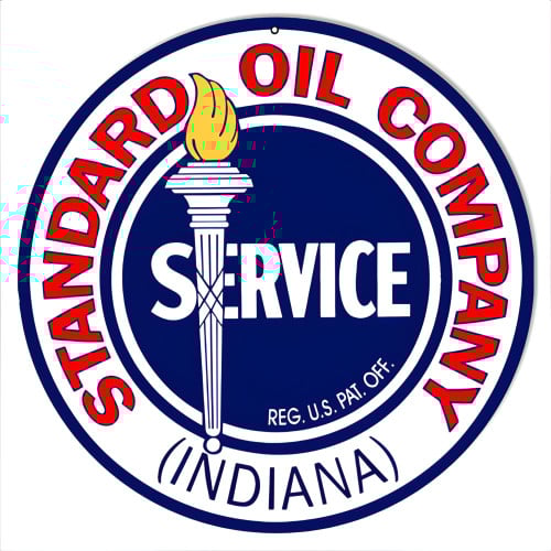 Indiana Standard Oil Company Motor Oil Metal Sign - 14" Round