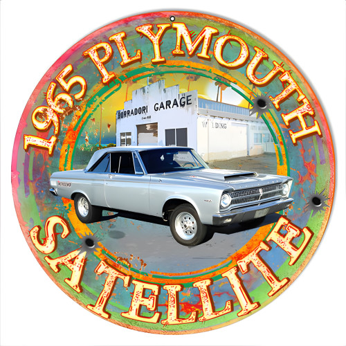 1965 Plymouth Satellite Reproduction Metal Sign - 14" x 14"
