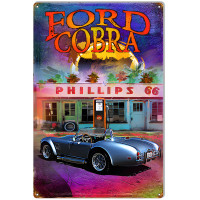 Reproduction Ford Cobra Metal Sign - 12" x 18"