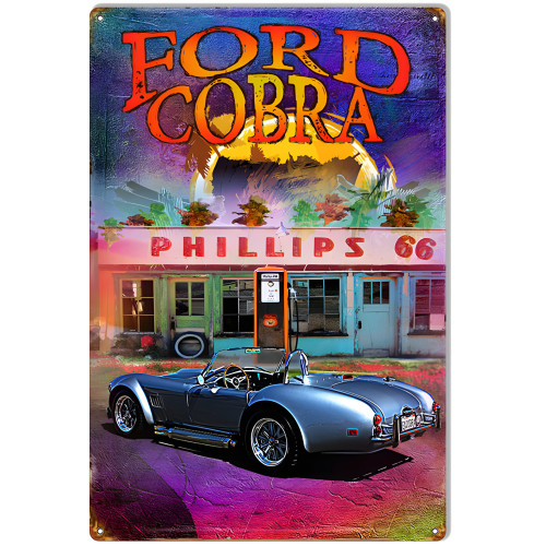 Reproduction Ford Cobra Metal Sign - 12" x 18"