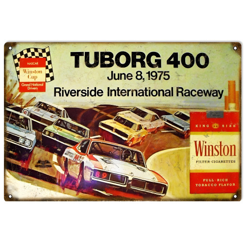 Tuborg 400 Riverside International Raceway Winston Cup Metal Sign - 12" x 18"