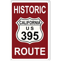 Historic California Route 395 Metal Sign - 12" x 18"