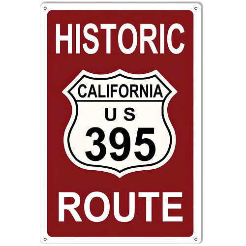 Historic California Route 395 Metal Sign - 12" x 18"