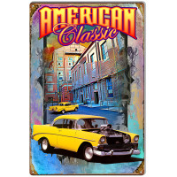 Yellow American Classic Metal Sign - 12" x 18"