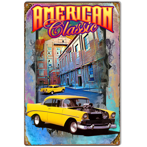 Yellow American Classic Metal Sign - 12" x 18"