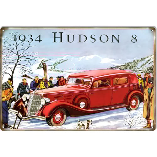 1934 Hudson 8 Garage Shop Metal Sign - 12" x 18"