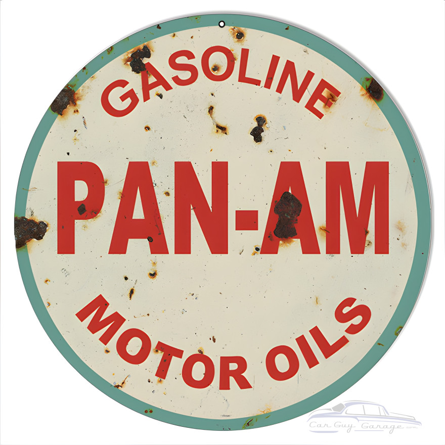 Pan Am Motor Oils Metal Sign - 14" Round Pan Am Motor Oils Metal Sign - 14" Round