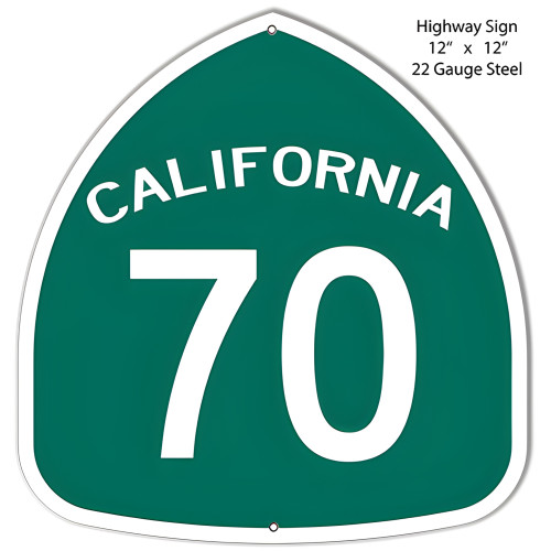 70 California Highway Laser Cut Out Metal Sign - 12" x 12"