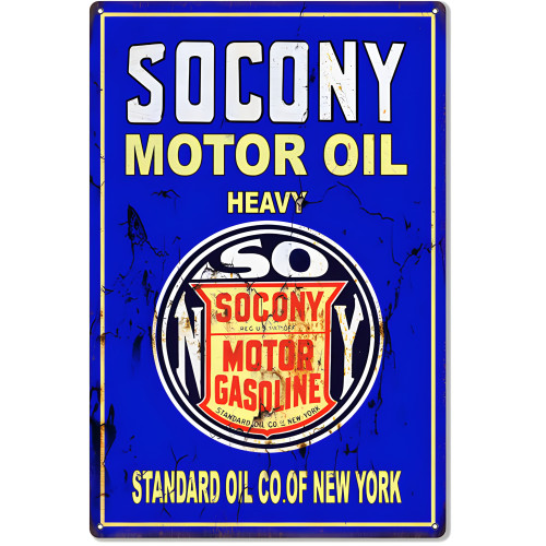 Socony Motor Oil Metal Sign - 16" x 24"
