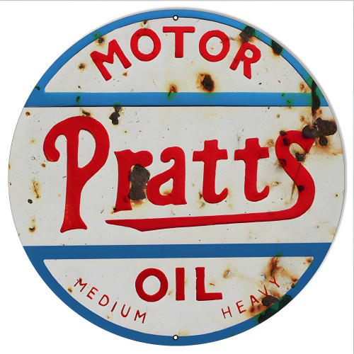 Pratts Motor Oil Metal Sign - 24" Round
