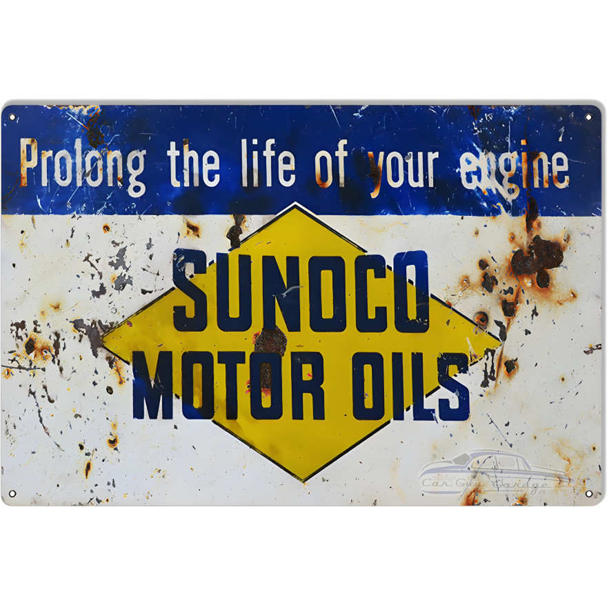 Prolong Your Engine Sunoco Motor Oil Metal Sign - 12" x 18" Prolong Your Engine Sunoco Motor Oil Metal Sign - 12" x 18"