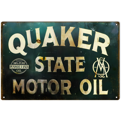 Quaker State Motor Oil Metal Sign - 12" x 18"