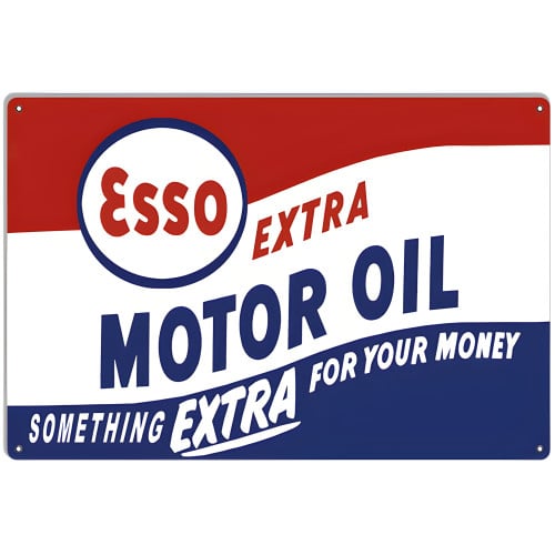 Esso Extra Gas And Motor Oil Metal Sign - 16" x 24"