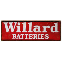 Willard Battery Metal Sign - 6" x 18"