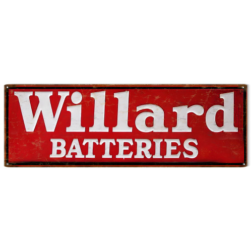 Willard Battery Metal Sign - 6" x 18"