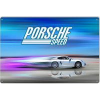 Porsche Speed Garage Art Man Cave Metal Sign - 12" x 18"