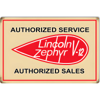 Lincoln Zephyr V-12 Gas Station Metal Sign - 16" x 24"