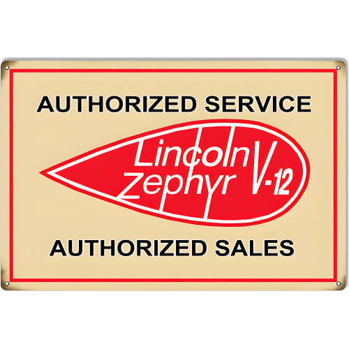 Lincoln Zephyr V-12 Gas Station Metal Sign - 16" x 24"